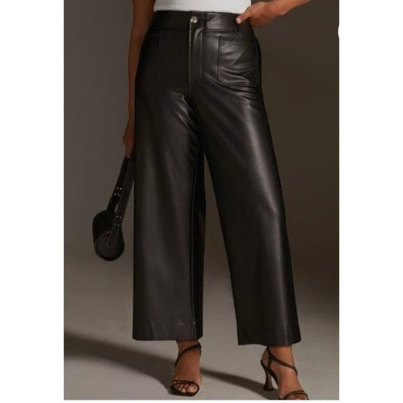 Anthropologie Pants - NWT Size 24W - The Colette Faux-Leather Crop Wide-Leg Pants Maeve (NWT US$ 148)